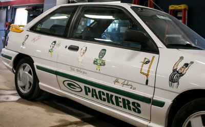 Cancer Survivor Donates Green Bay Packer Car to Rawhide